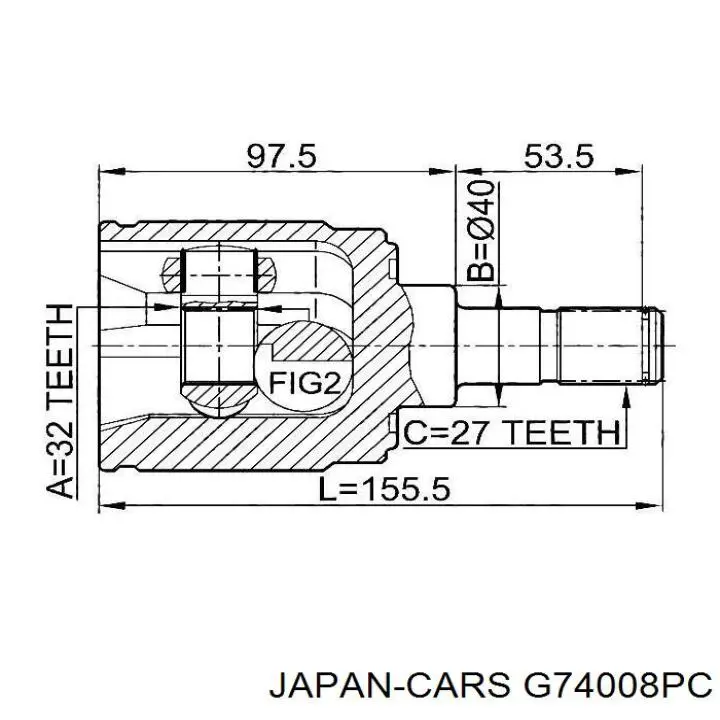 G74008PC Japan Cars шрус внутрішній, передній