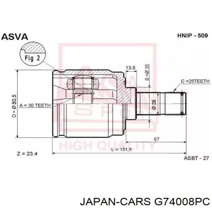 Граната внутрішня ліва G74008PC Japan Cars