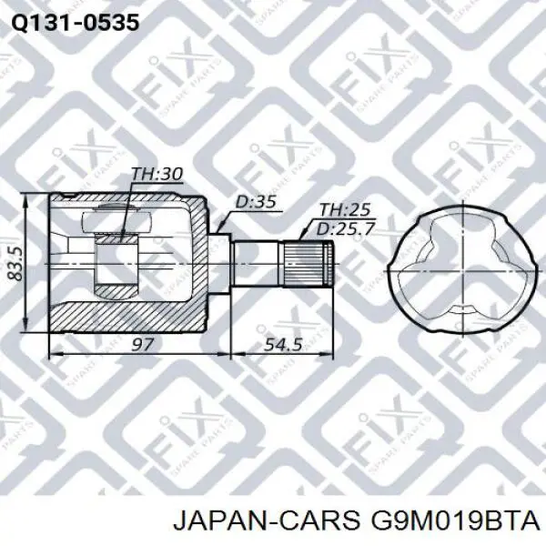 Купити G9M019BTA Japan Cars Хрестовина карданного валу