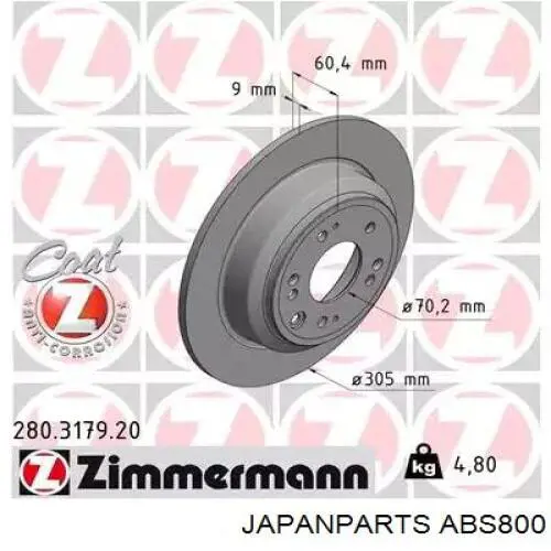 Датчик АБС (ABC) передній, лівий Japan Parts ABS800