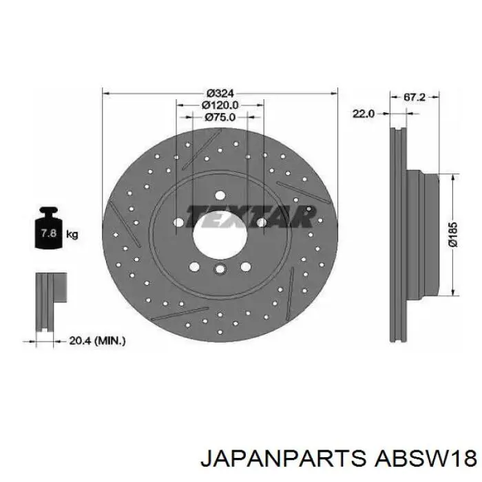 Купити ABSW18 Japan Parts Датчик АБС (ABS) задній, правий