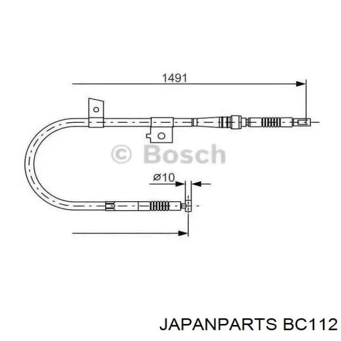 BC112 Japan Parts трос ручного гальма задній, правий