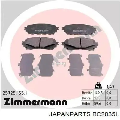 BC2035L Japan Parts Трос ручника задній лівий
