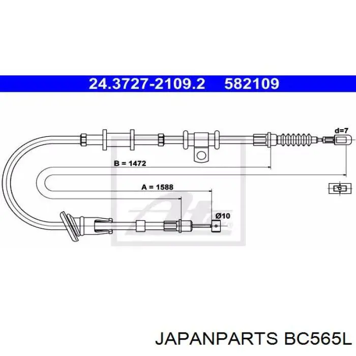BC565L Japan Parts Трос ручного гальма задній, лівий