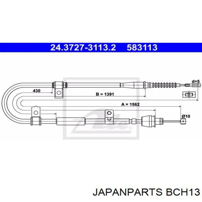 BCH13 Japan Parts Трос ручного гальма задній, правий