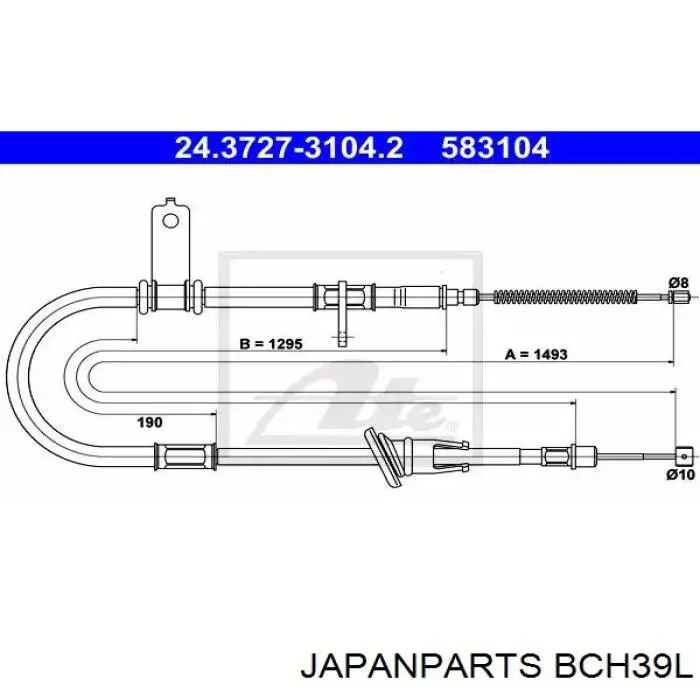 BCH39L Japan Parts Трос ручного гальма задній, лівий