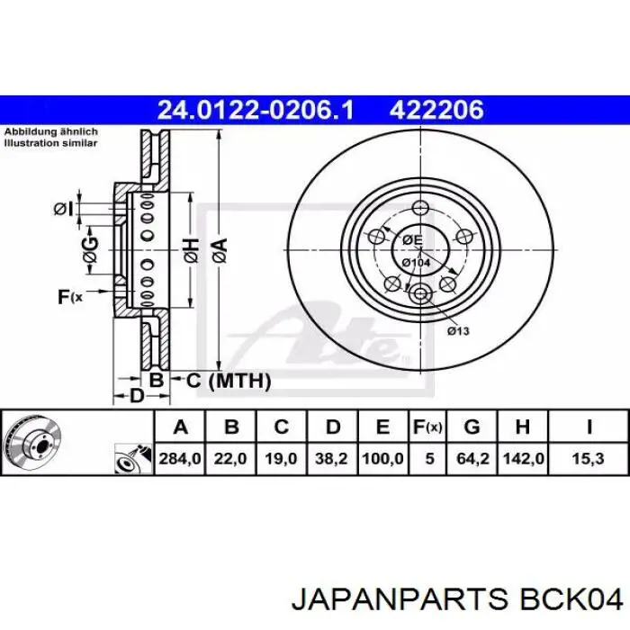 Трос стоянкового гальма задній правий Japan Parts BCK04 ціна, від 20.01 USD