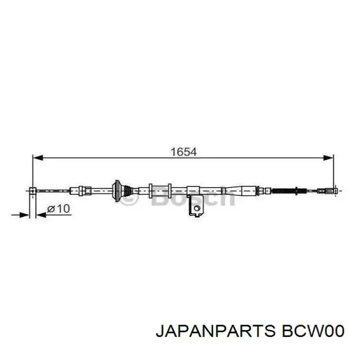BCW00 Japan Parts трос ручного гальма задній, лівий