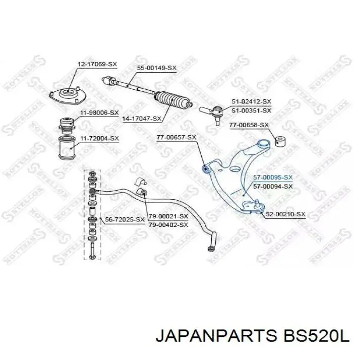 Важіль передній лівий Japan Parts BS520L ціна, від 54.64 USD