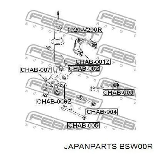 Купити BSW00R Japan Parts Важіль задньої підвіски верхній, правий