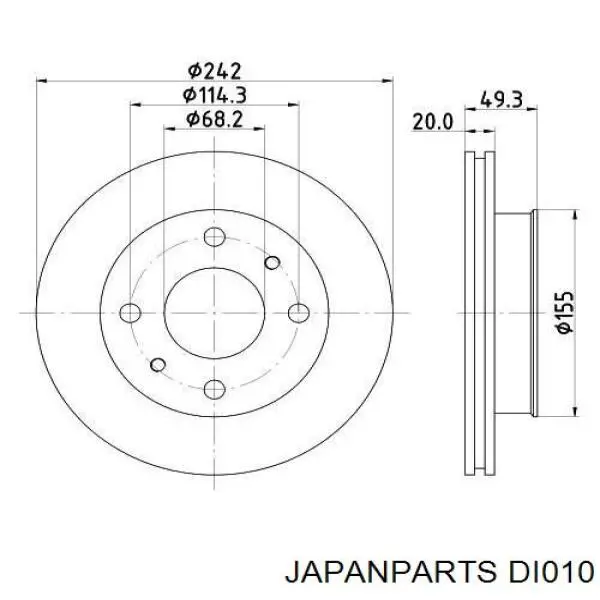DI010 Japan Parts диск гальмівний передній