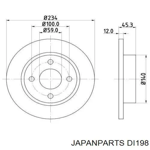Гальмівні диски передні DI198 Japan Parts