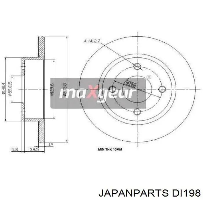 Диск гальмівний передній Japan Parts DI198
