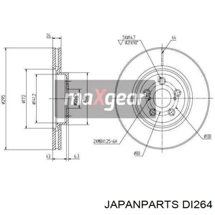 Гальмівні диски передні DI264 Japan Parts