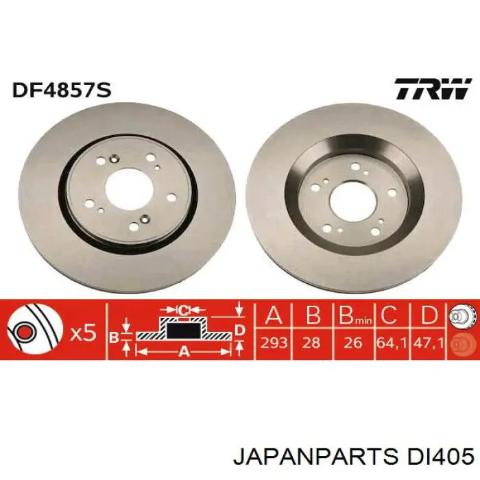 DI405 Japan Parts диск гальмівний передній