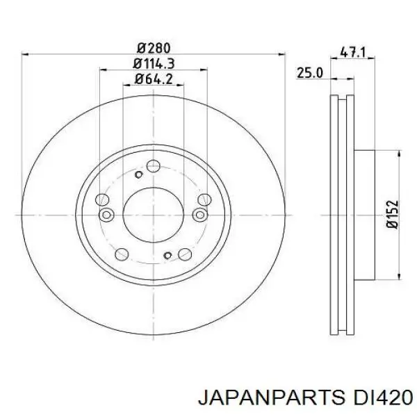 Гальмівні диски передні DI420 Japan Parts