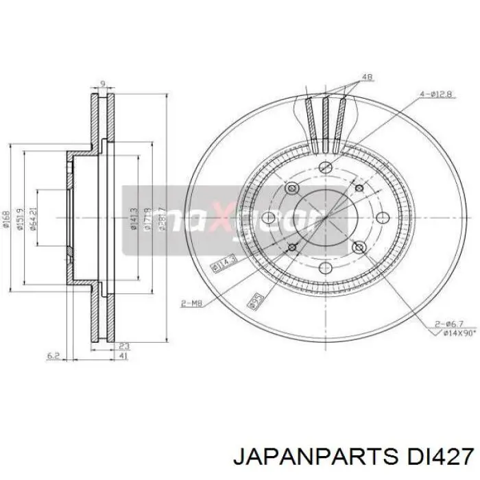 Гальмівні диски передні DI427 Japan Parts