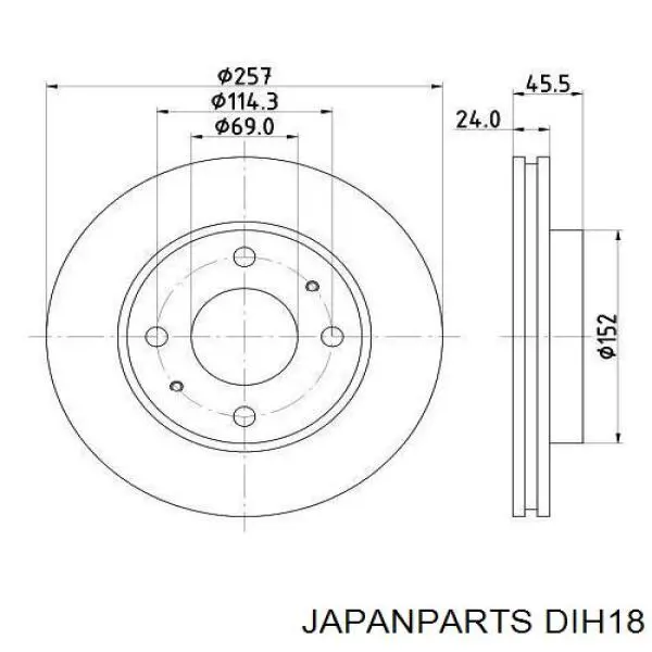 Гальмівні диски передні DIH18 Japan Parts