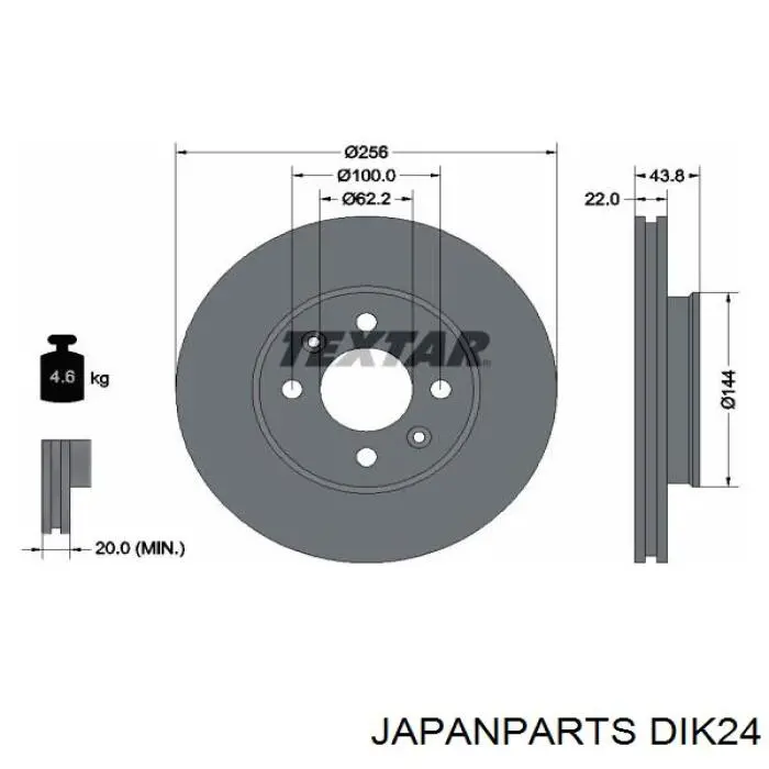 Диск переднього гальма Japan Parts DIK24 ціна, від 31.13 USD