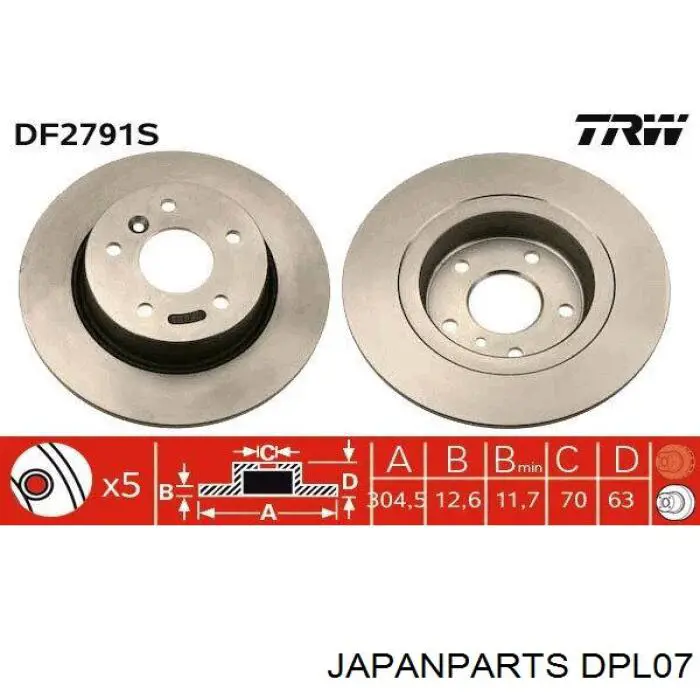 Диск гальмівний задній DPL07 Japan Parts