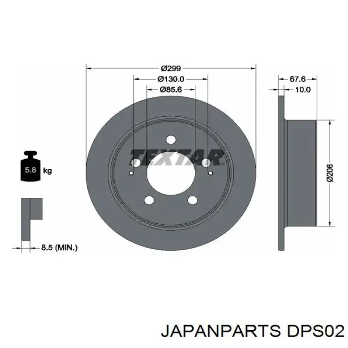 Диск гальмівний задній DPS02 Japan Parts