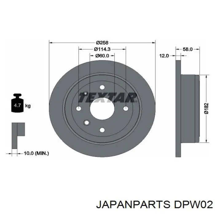 Диск гальмівний задній DPW02 Japan Parts