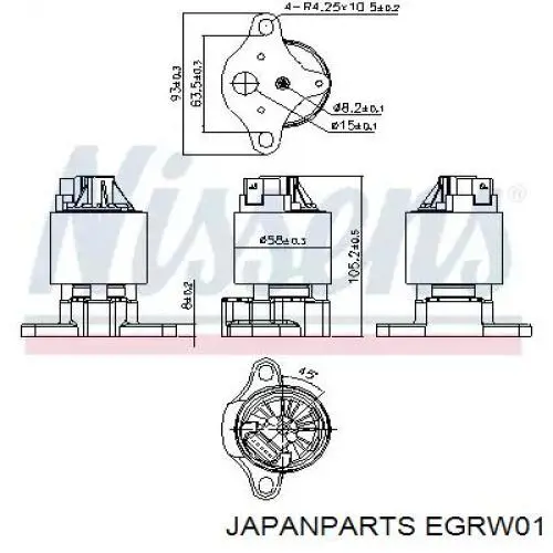 EGRW01 Japan Parts Клапан рециркуляції відпрацьованих газів EGR