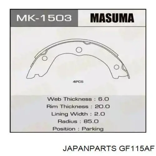 Купити GF115AF Japan Parts Гальмівні колодки гальма стоянки