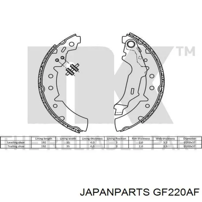 Колодки гальмові задні, барабанні GF220AF Japan Parts