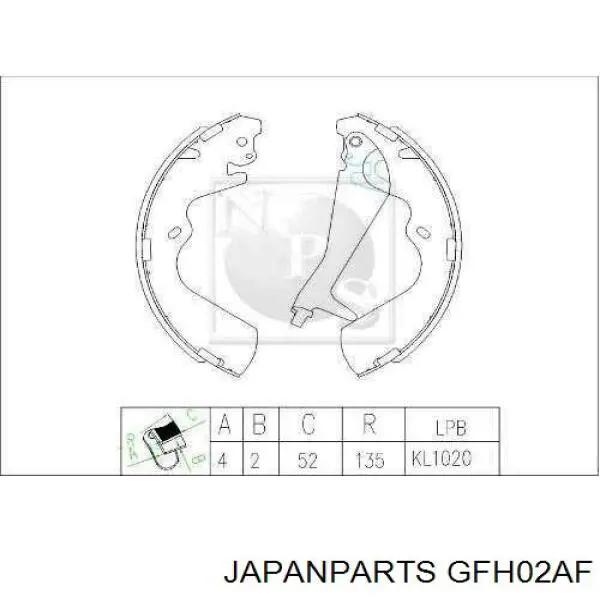 Колодки гальмові задні, барабанні GFH02AF Japan Parts