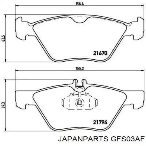 Колодки ручника / стоянкового гальма Japan Parts GFS03AF ціна, від 26.38 USD