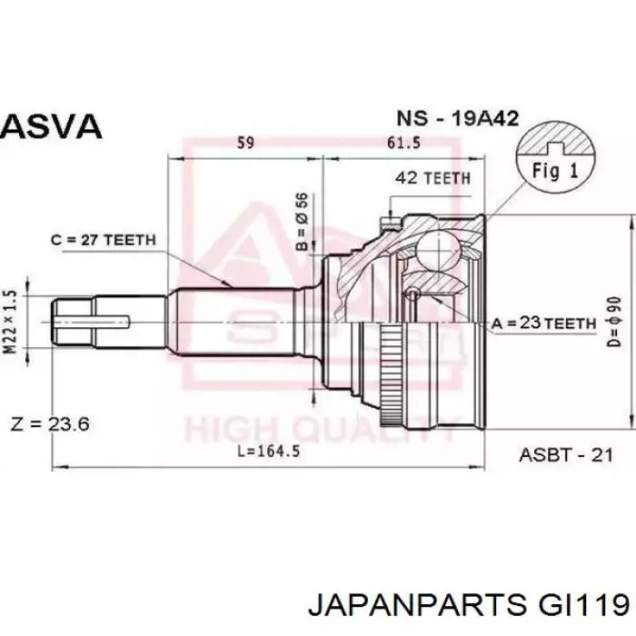 ШРУС зовнішній Japan Parts GI119
