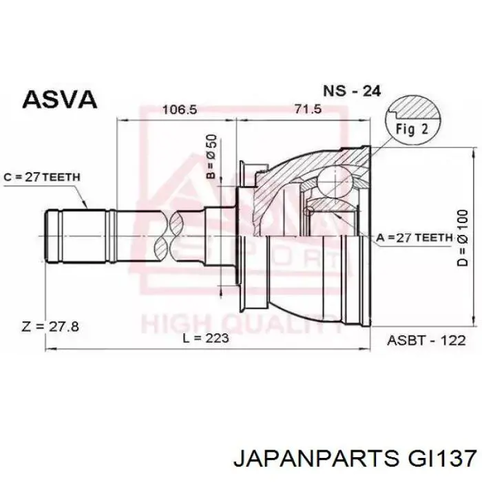 ШРУС зовнішній передній GI137 Japan Parts