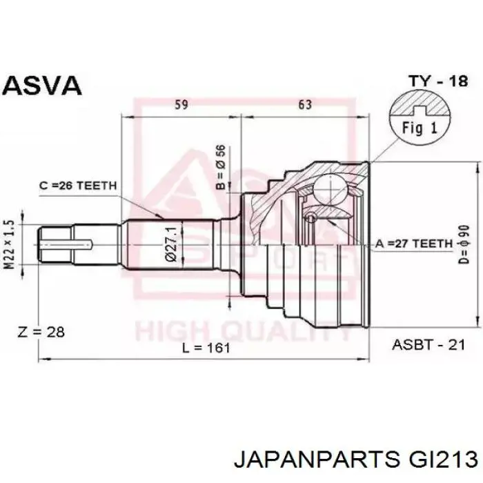 Граната колісна Japan Parts GI213 ціна, від 34.82 USD