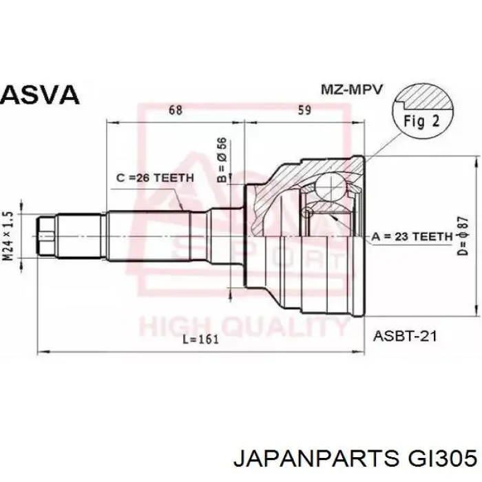 GI305 Japan Parts Граната зовнішня