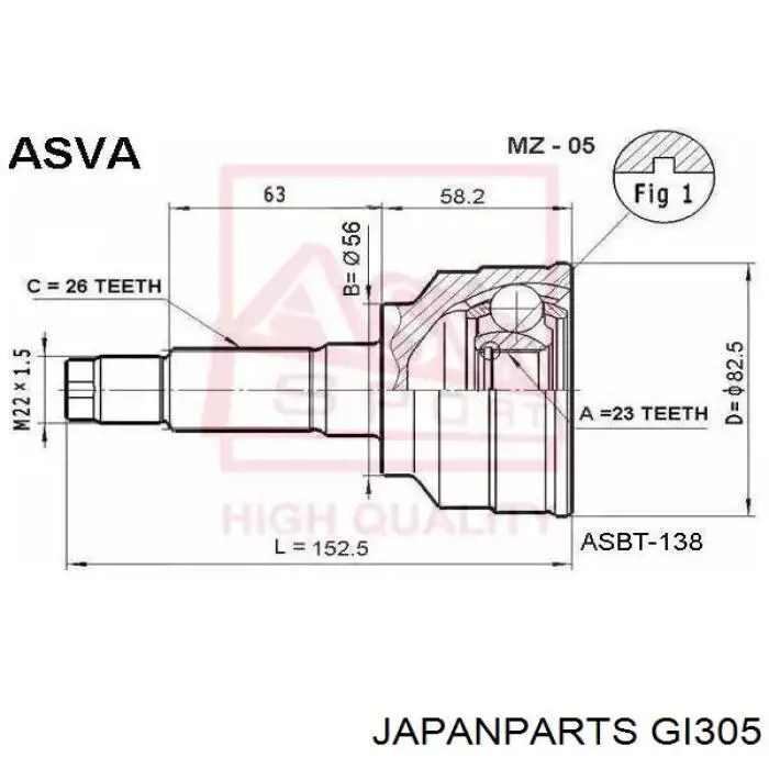 Граната колісна Japan Parts GI305 ціна, від 22.35 USD