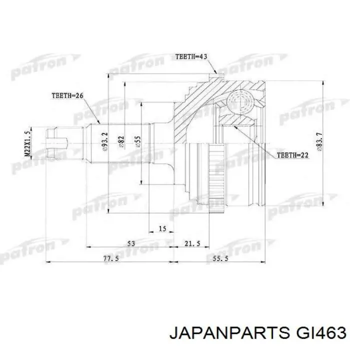 GI463 Japan Parts шрус зовнішній передній