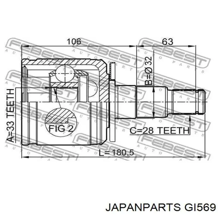 Граната колісна Japan Parts GI569 ціна, від 32.49 USD