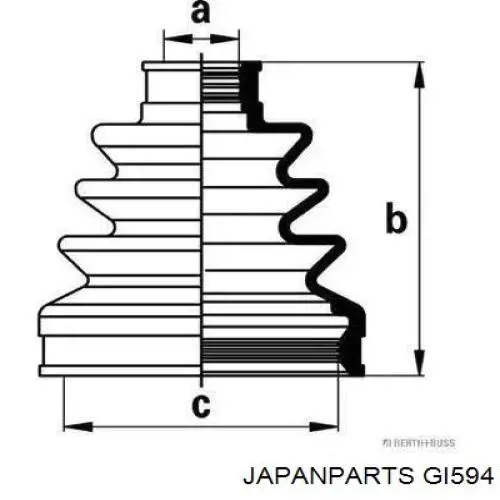 GI594 Japan Parts піввісь (привід передня, ліва)