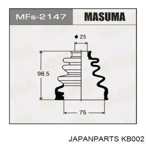 Пильник ШРУСа зовнішній KB002 Japan Parts