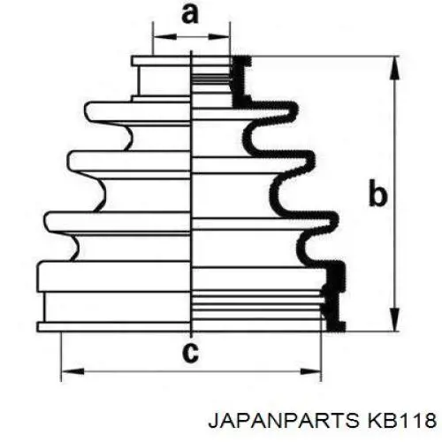 Пильник ШРУСа зовнішній, передній піввісі KB118 Japan Parts