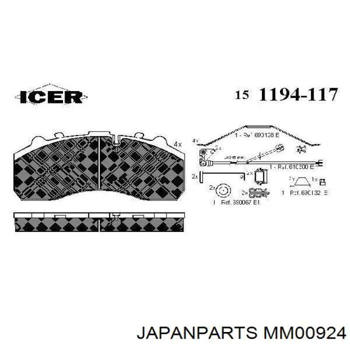 Амортизатор передній, правий Japan Parts MM00924 ціна, від 46.71 USD