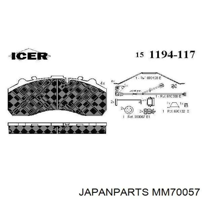 Купити MM70057 Japan Parts Амортизатора передній лівий