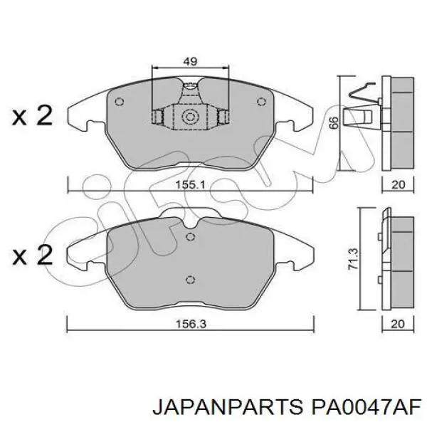 Гальмівні колодки Japan Parts PA0047AF ціна, від 26.77 USD