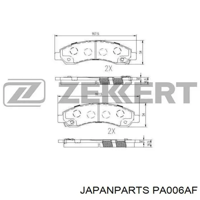 Купити PA006AF Japan Parts Колодки гальмівні передні, дискові