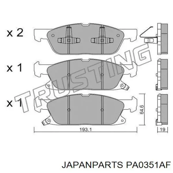 Гальмівні колодки Japan Parts PA0351AF ціна, від 25.42 USD