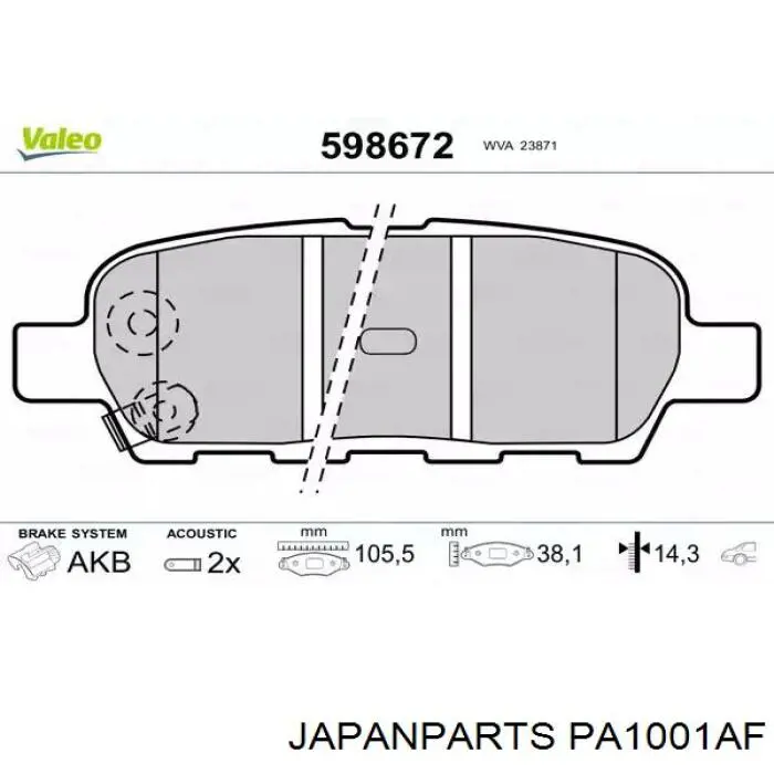 Гальмівні колодки Japan Parts PA1001AF ціна, від 19.95 USD