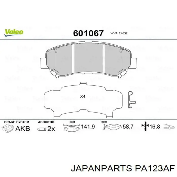 Купити PA123AF Japan Parts Колодки гальмівні передні, дискові