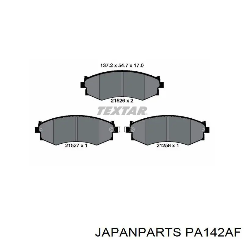 Купити PA142AF Japan Parts Колодки гальмівні передні, дискові