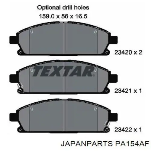 Купити PA154AF Japan Parts Колодки гальмівні передні, дискові